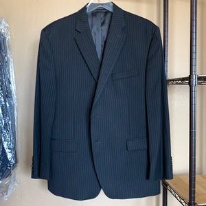 Men’s black with white pinstripe suit and pants